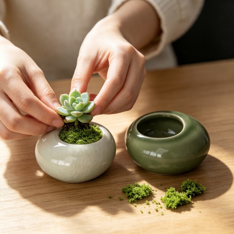 Mini Maceta con Efecto de Grie - Echeveria Succulent reseña y precio